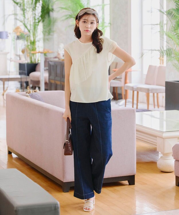 Tiaclasse 【洗える】フリルチュールレーストップス オフホワイト