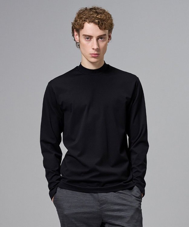 JOSEPH HOMME 新色追加【高機能素材】ハイゲージベアスムース　モックネック長袖Ｔシャツ ブラック系