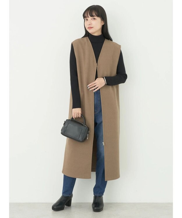 earth music&ecology 圧縮ニットＺＩＰジャンスカ Mocha