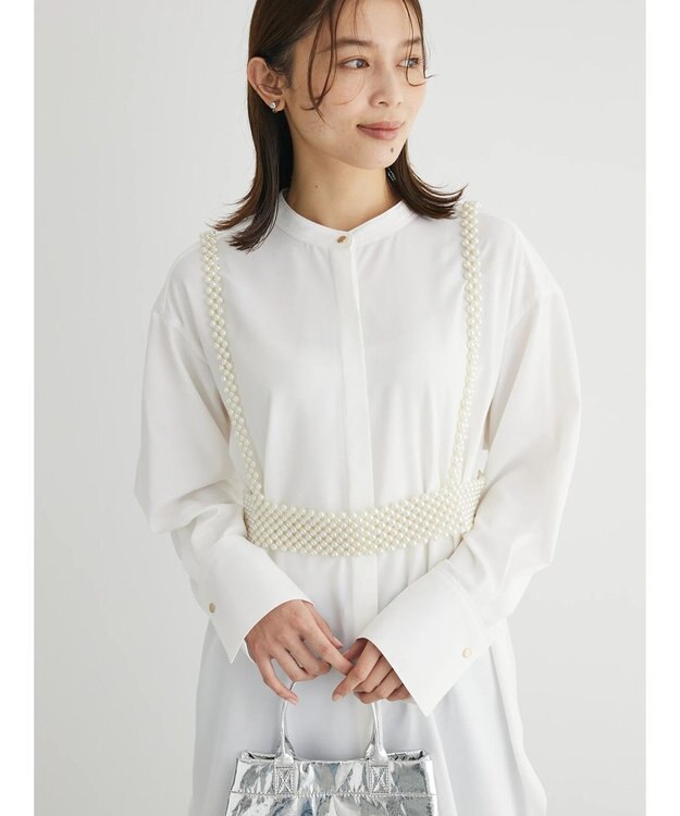 Green Parks イージーケア　比翼ボタンチュニック Off White