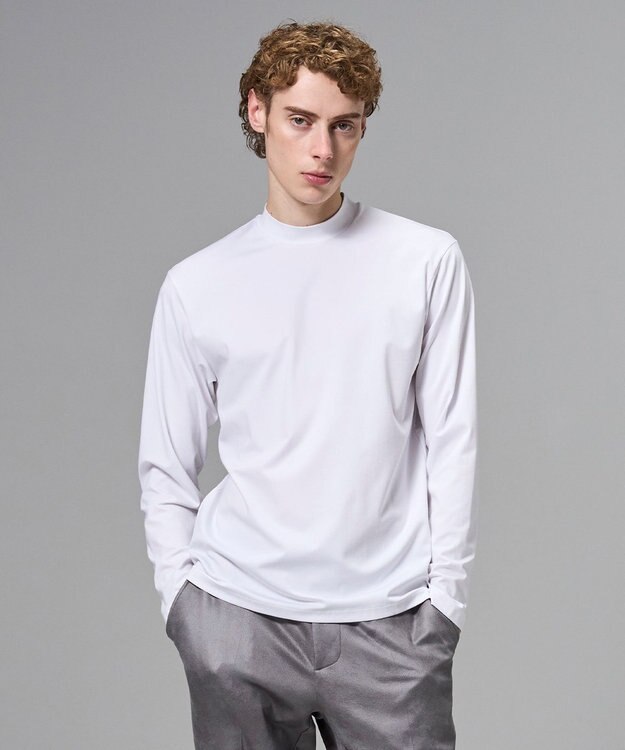 JOSEPH HOMME 新色追加【高機能素材】ハイゲージベアスムース　モックネック長袖Ｔシャツ ホワイト系