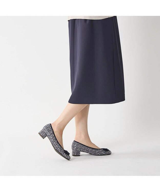 Riz raffinee <Riz raffinee>スクエアトゥリボンパンプス ネイビーキジ