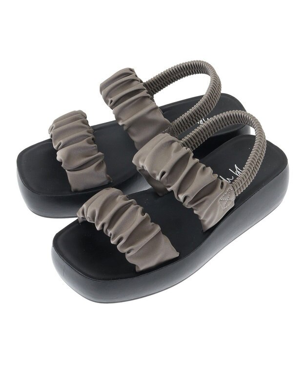 Green Parks ・ｒｉｃｈｂｌｕｅ　ギャザーアツゾコサンダル Gray Beige