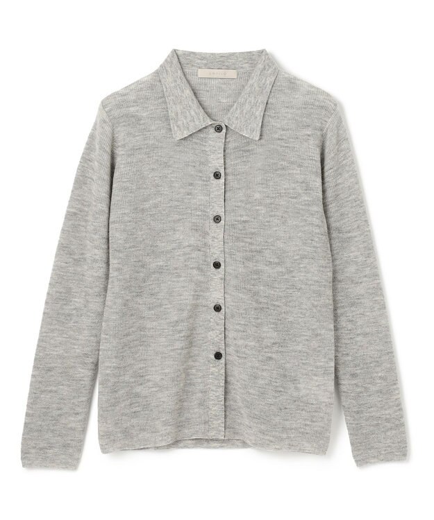 UNFILO ファインアルパカ 襟付きカーディガン グレー