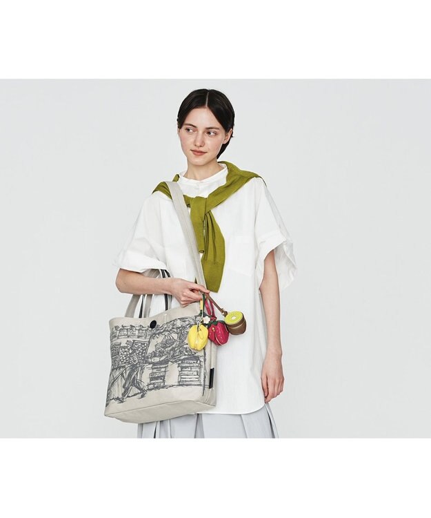 genten フルーツマーケット 2wayキャンバスバッグ グレー