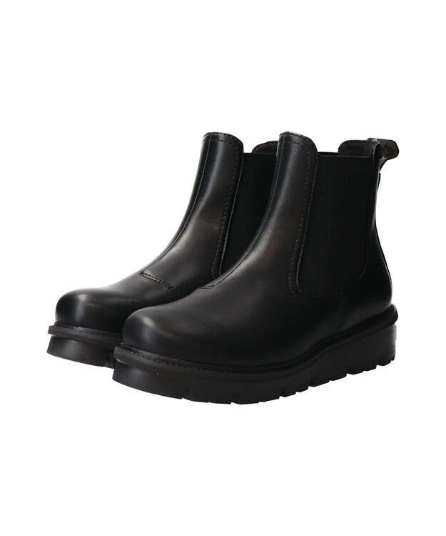 INTER-CHAUSSURES 【BUSSOLA】撥水厚底サイドゴアショートブーツ ブラック