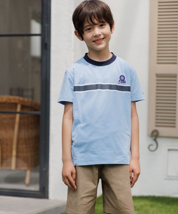 J.PRESS KIDS 【速乾】【100-130cm】ラインプリント Ｔシャツ サックスブルー系