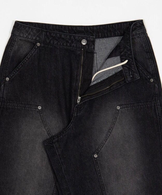 WEGO ワーカーズダブルニーデニムパンツ デニムブラックソノタ