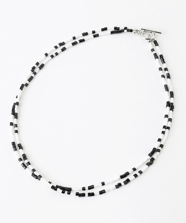 ICB  ビーズネックレス ブラックミックス系