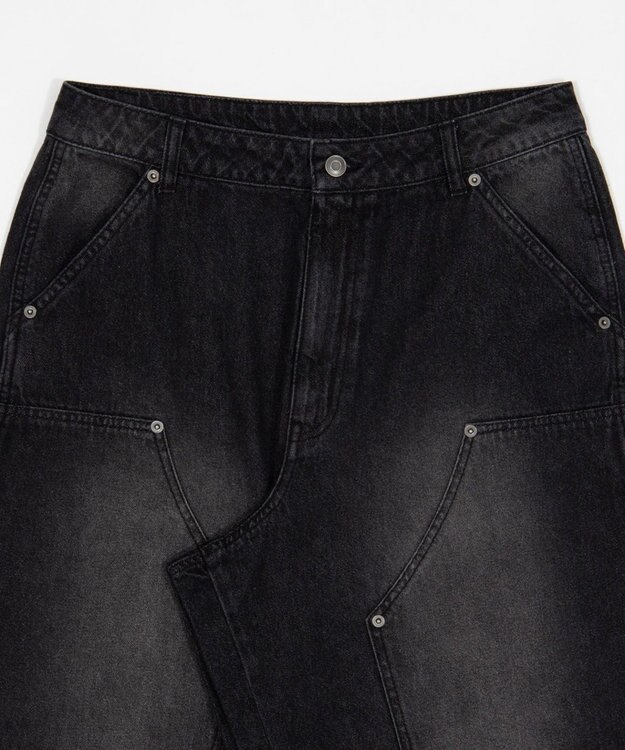 WEGO ワーカーズダブルニーデニムパンツ デニムブラックソノタ