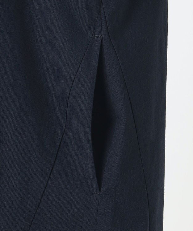 23区 【R(アール)】クリスピーリネンストレッチ 長袖ワンピース ネイビー系