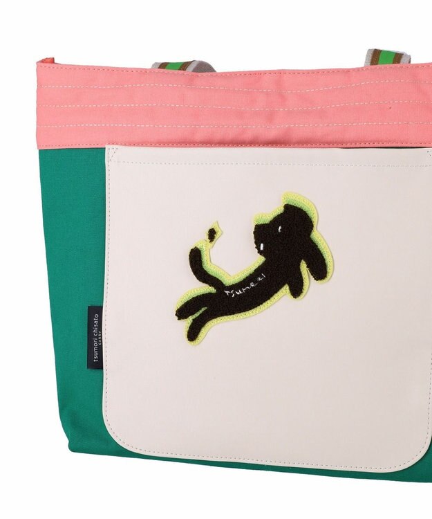 tsumori chisato CARRY キラミックスコンビ トートバッグ 2wayショルダー A4収納 ネコ グリーン