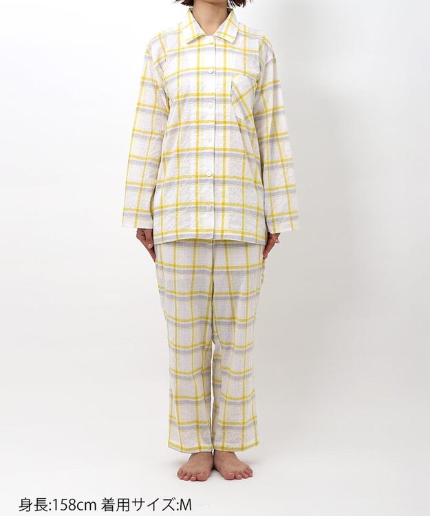 ワコール／睡眠科学 パジャマ 長袖 長ズボン 綿混ローン素材 レディース YDX343 睡眠科学／ワコール イエロー