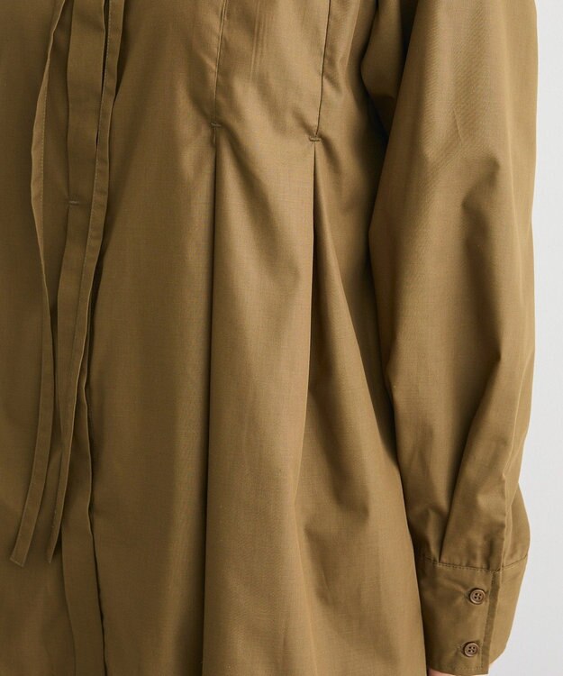 CRAFT STANDARD BOUTIQUE タイ付きタックシャツチュニック Khaki