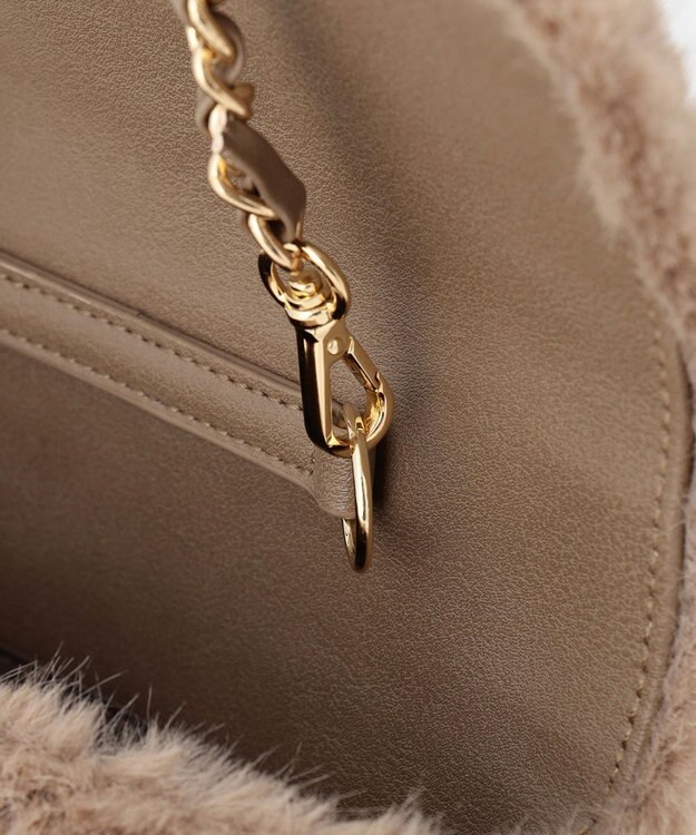 23区 フェイクファーチェーン ショルダー バッグ ブラウン系