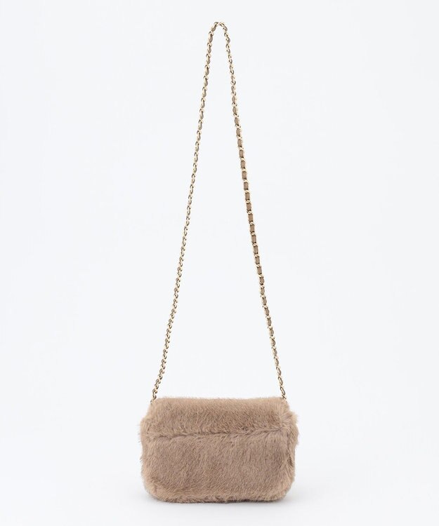 23区 フェイクファーチェーン ショルダー バッグ ブラウン系