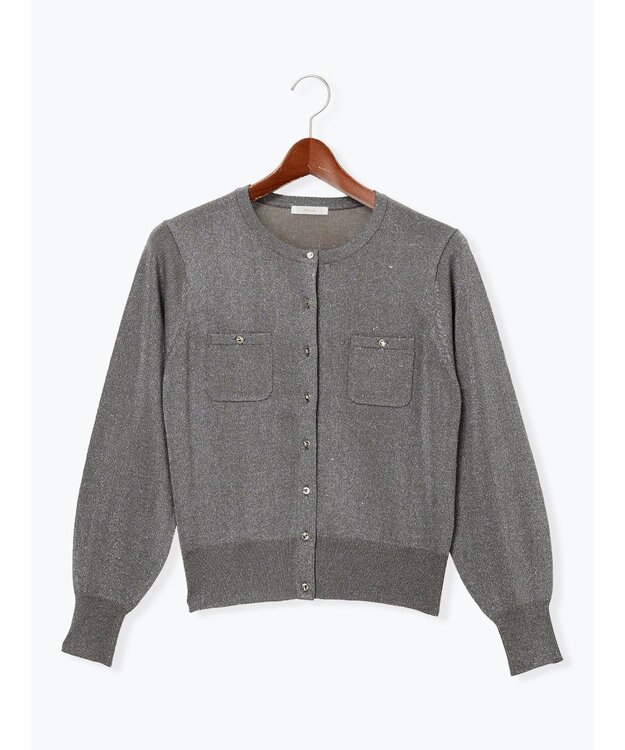 Te chichi ポケットデザインクルーネックカーディガン チャコールグレー