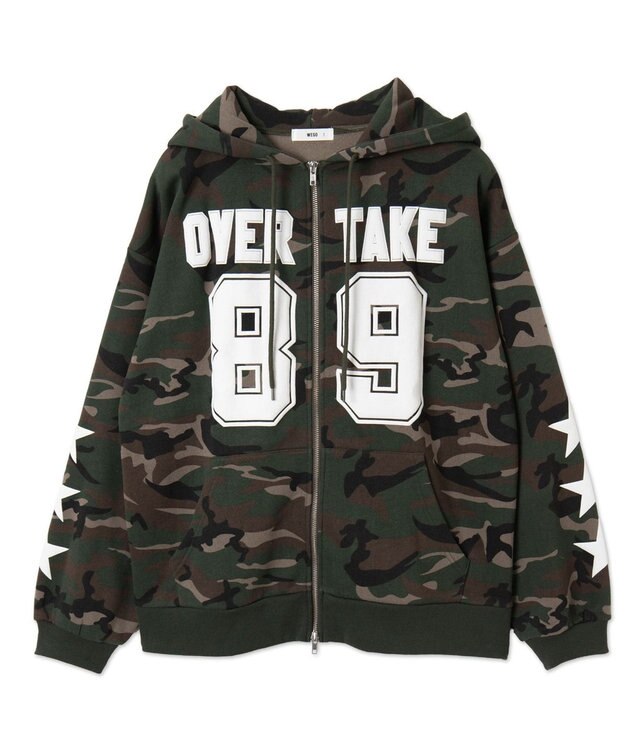 WEGO ナンバリング裏起毛BIGジップパーカー 柄1