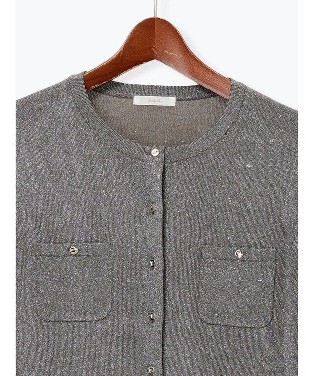 Te chichi ポケットデザインクルーネックカーディガン チャコールグレー