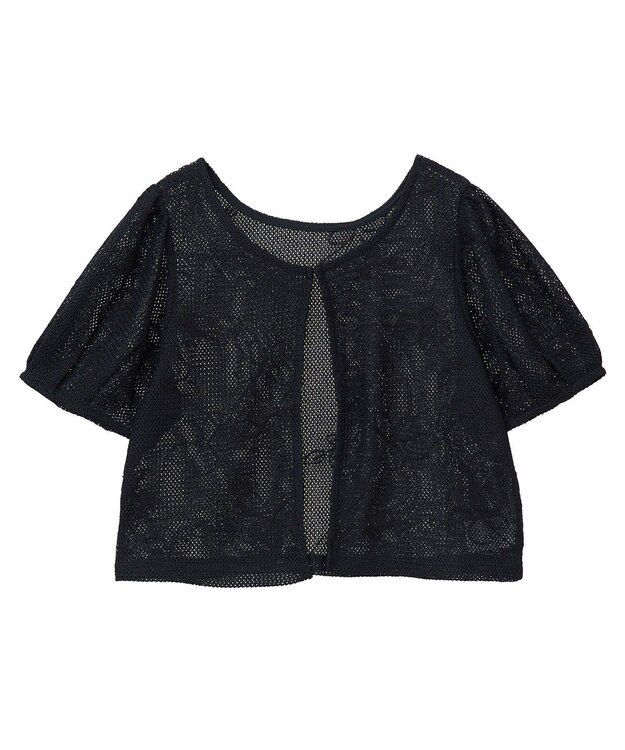 earth music&ecology フラワーコード刺繍カーディガン Black