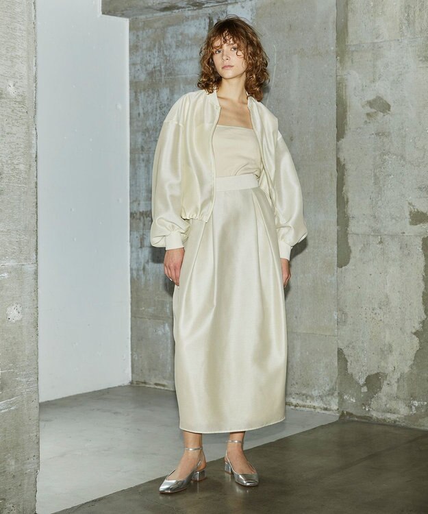 uncrave 【手洗い可】シャイニー シアー コクーンスカート（uncrave STANDARD） クリームイエロー