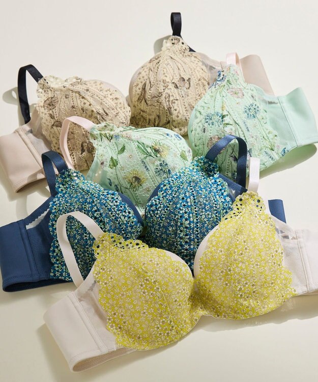 une nana cool さあわたし レース 脇高ブラジャー MADE WITH LIBERTY FABRIC ライトベージュ