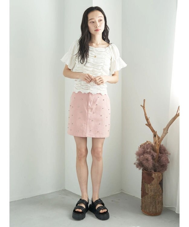 earth music&ecology カットシャーリングプルオーバー White