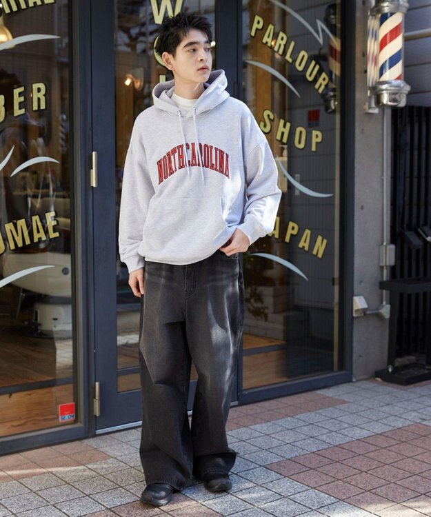 WEGO 【ユニセックス着用ITEM】ワッペンロゴパーカー アッシュグレー