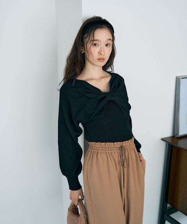 earth music&ecology 【WEB限定】リボンニットアンサンブル Black