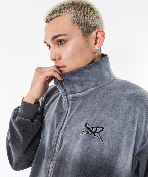 WEGO 【ユニセックス着用ITEM】ブリーチロゴベロアトラックジャケット グレー