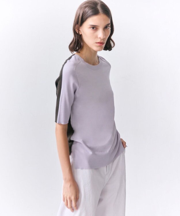 BEIGE， JULIE / コットンシルク 2WAY半袖ニット Lilac