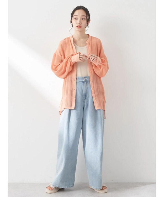 earth music&ecology クシュクシュシアーシャツ Orange