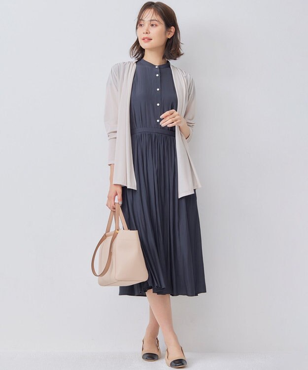 組曲 L 【冷房対策】パウダリージョーゼットカーディガン ライトベージュ系