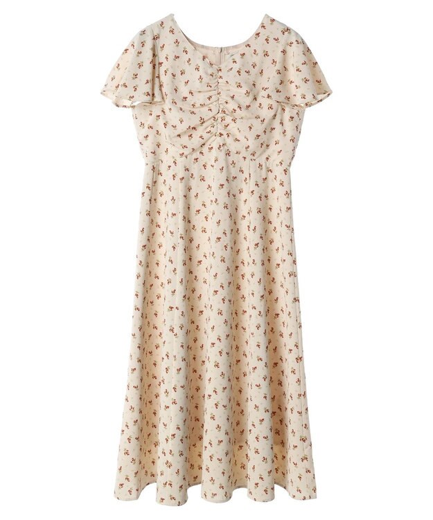 earth music&ecology フロントギャザーフラワーワンピース Beige