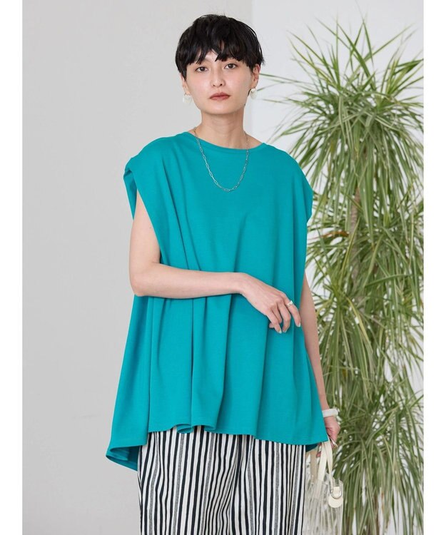 AMERICAN HOLIC 接触冷感フレンチスリーブカットチュニック Turquoise Blue