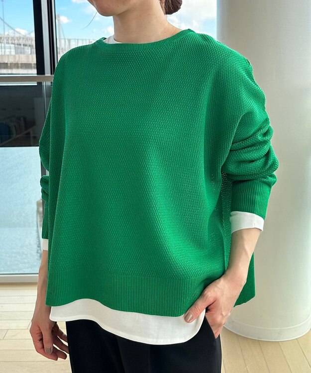 UNFILO 【洗える】リネンリンクスメッシュ　プルオーバー グリーン