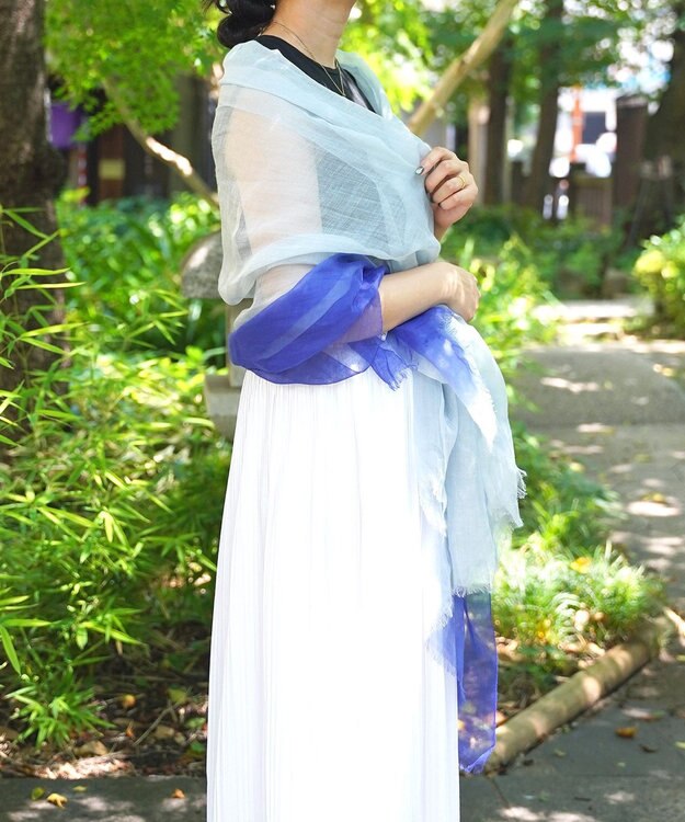 muto Ramie300 バーティカルグラデーション リネンストール ramie300 blue