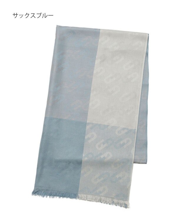 MOONBAT FURLA シルクカシミヤジャカードストール／幅55cm サックスブルー