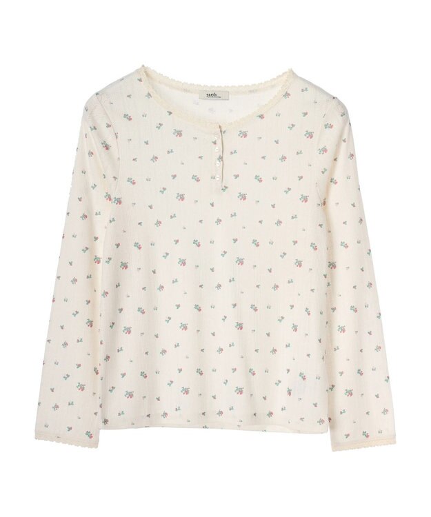 earth music&ecology アイレットジャガードタイトプルオーバー Red