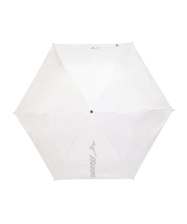 MOONBAT 【WEB限定】MIZUNO  (ミズノ)  BIGロゴ 無地 日傘 折りたたみ傘 パラソル 晴雨兼用 軽量 一級遮光 遮熱効果 遮光率100% UV遮蔽100% ホワイト