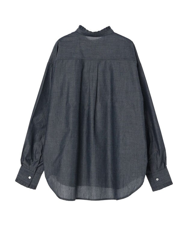 earth music&ecology スタンドフリルシャツ Blue