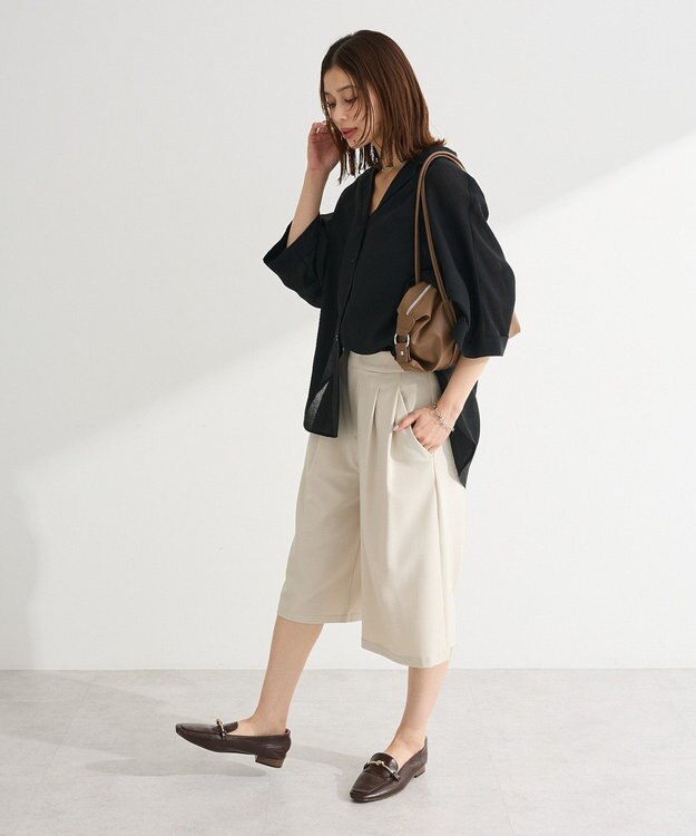 Green Parks 開襟シアーシャツジャケット Black