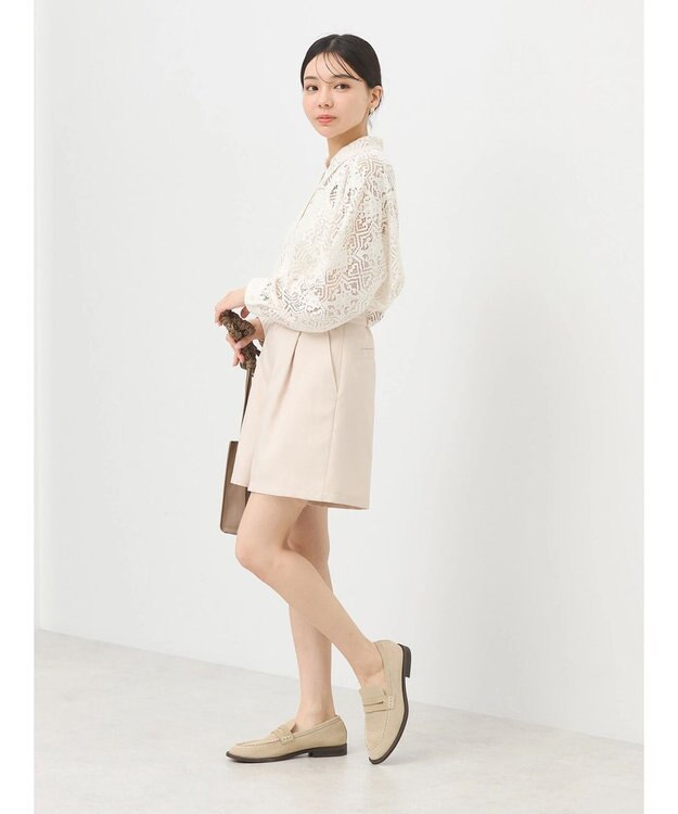 earth music&ecology レースショートシャツ Ivory