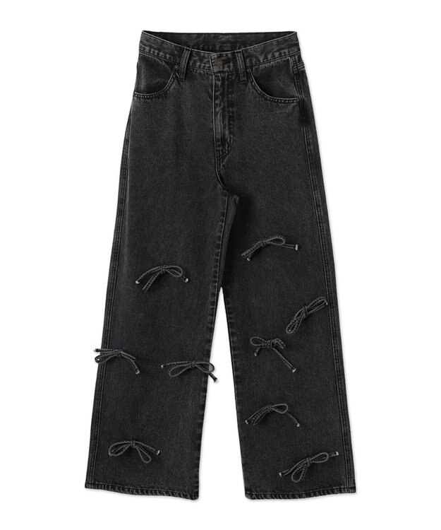 WEGO リボンストレートデニムパンツ ブラックその他