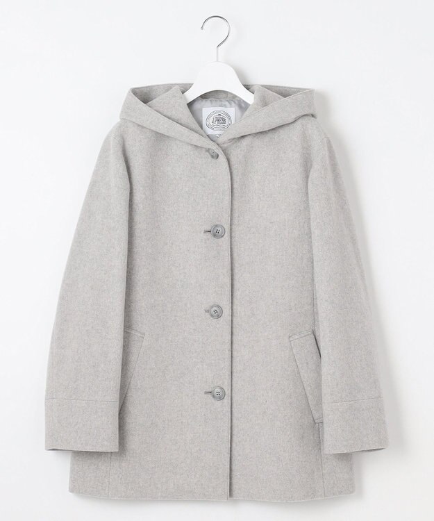 J.PRESS LADIES ショートビーバー フーデッド コート ライトグレー系