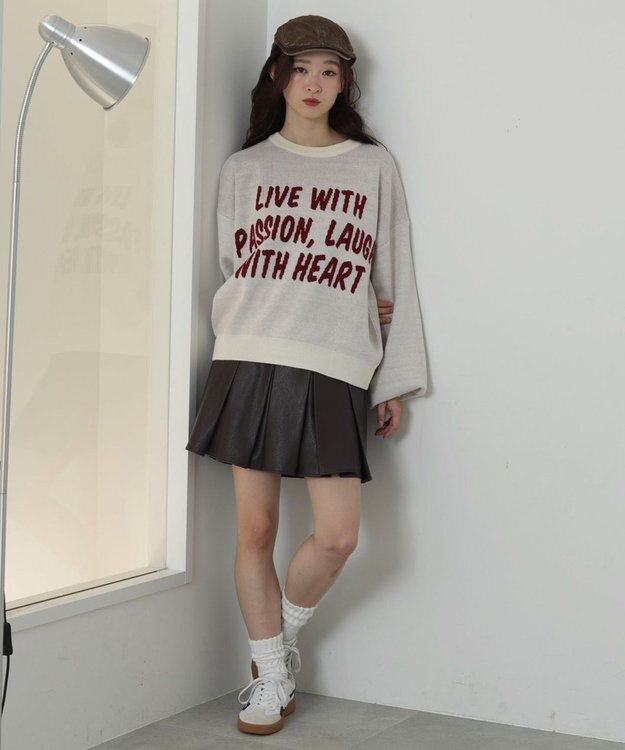 WEGO レタリングニットプルオーバー オフホワイト