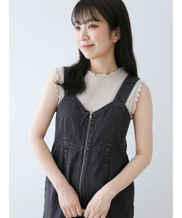 Green Parks ・Ｐｅｔｉｔ　Ｆｌｅｕｒ　メローｓｔリブタンクトップ Charcoal Gray