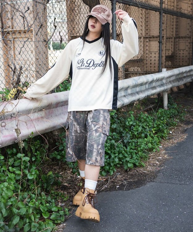 WEGO 【ユニセックス着用ITEM/MLサイズ展開】ラインスリーブゲームT（LS） ホワイトアイボリー