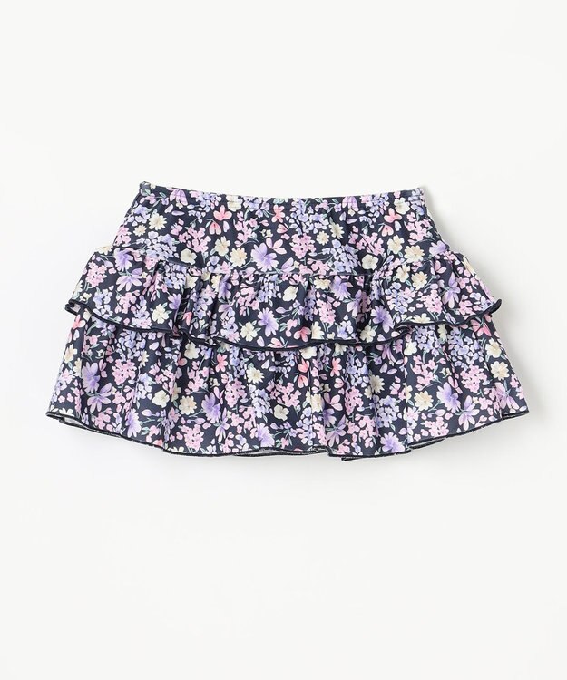 ANY KIDS ギンガムチェック×花柄セパレート水着 ネイビーギンガム×花柄