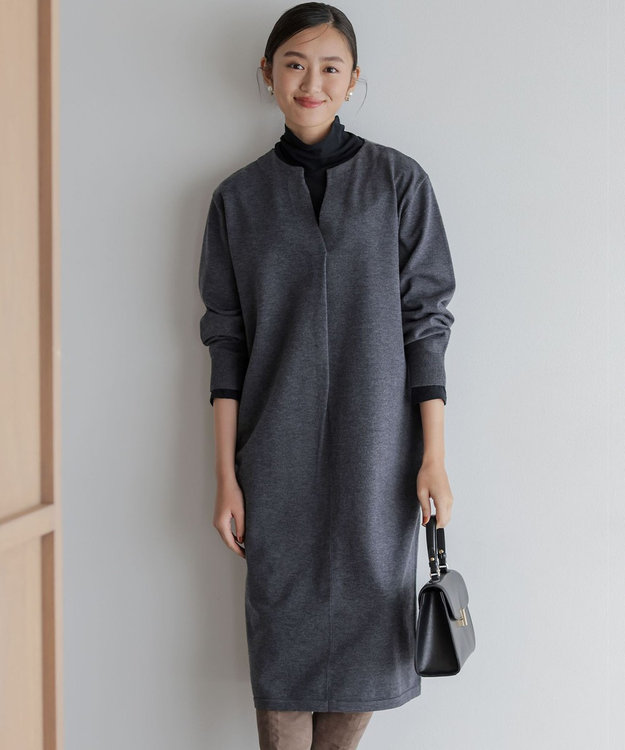 組曲 L キーネックニット ワンピース グレー系